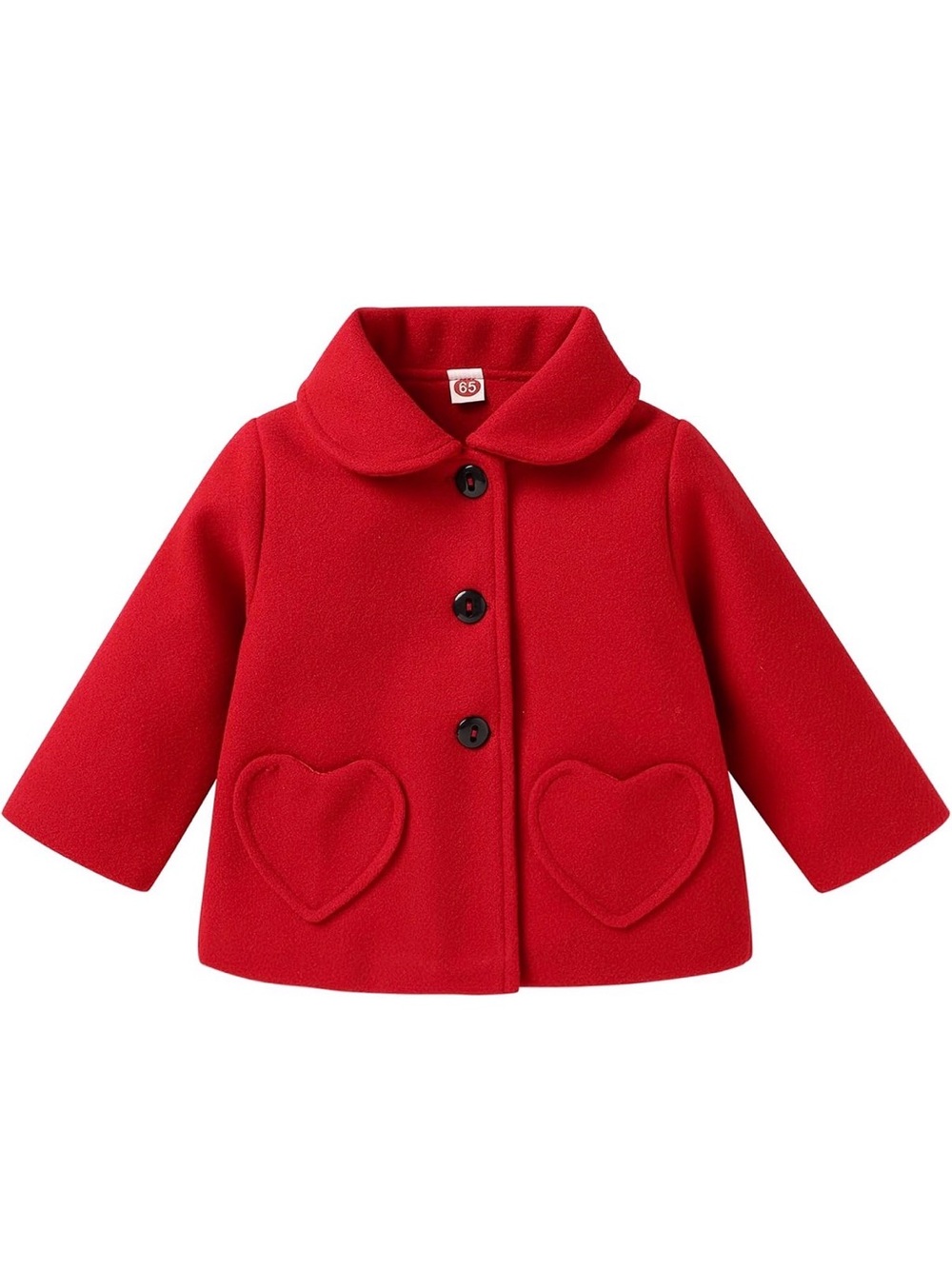 Baby Red Heart-Pocket Coat, Size 0-6 Months